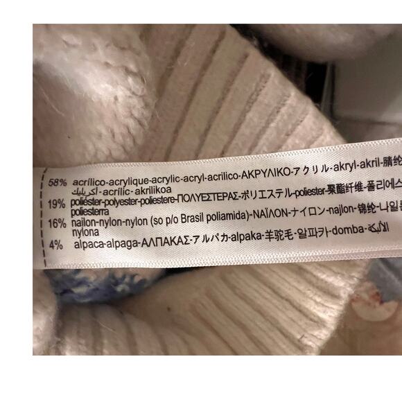 Zara Fair Isle Sweater knit Women's S crop Puff Sleeve Wool Alpaca blend Nordic - Picture 7 of 8